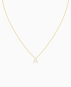 Pave Letter Necklace - 9K Yellow Gold