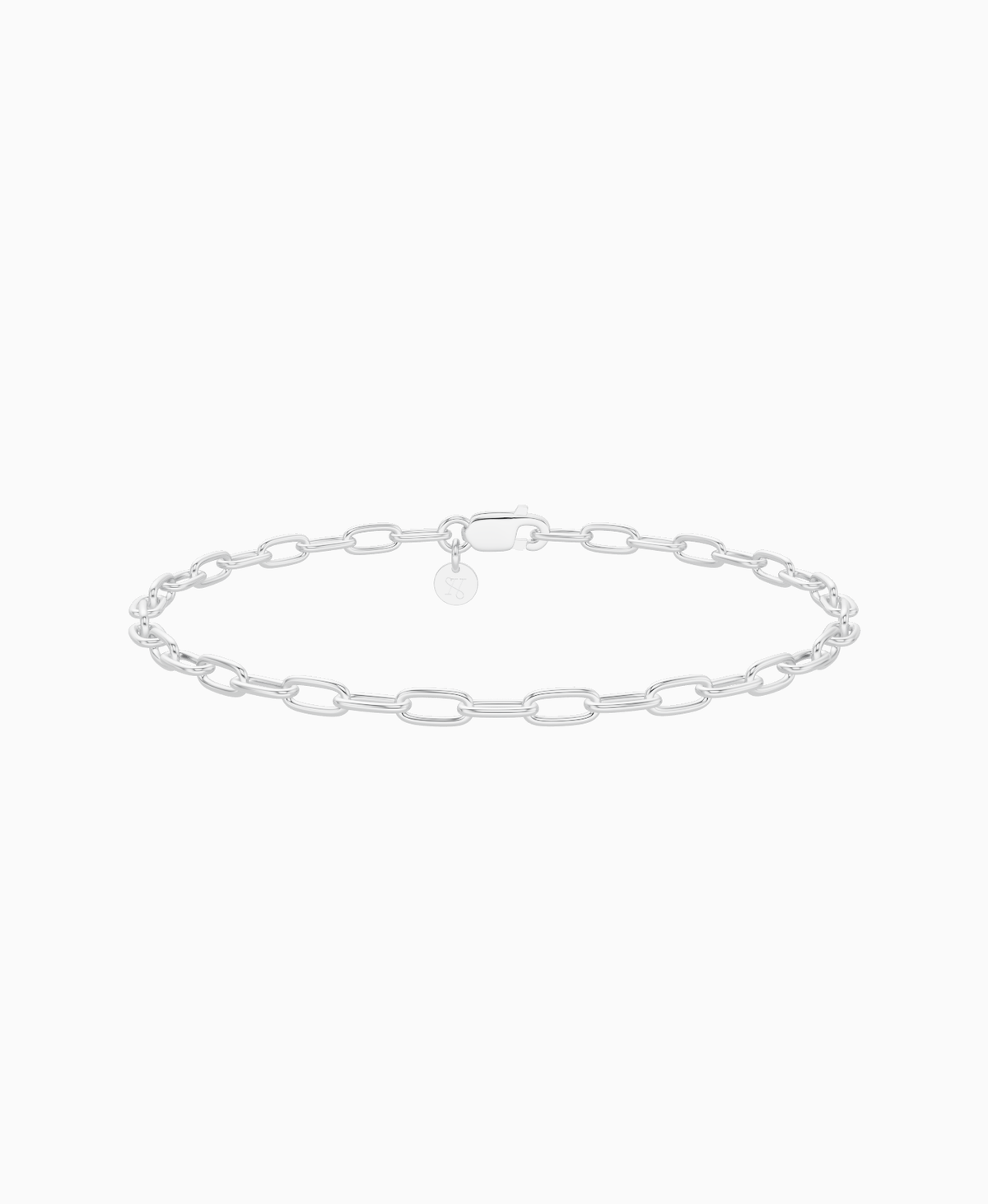 Paperclip Chain Bracelet - 9K White Gold