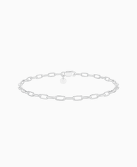 Paperclip Chain Bracelet - 9K White Gold