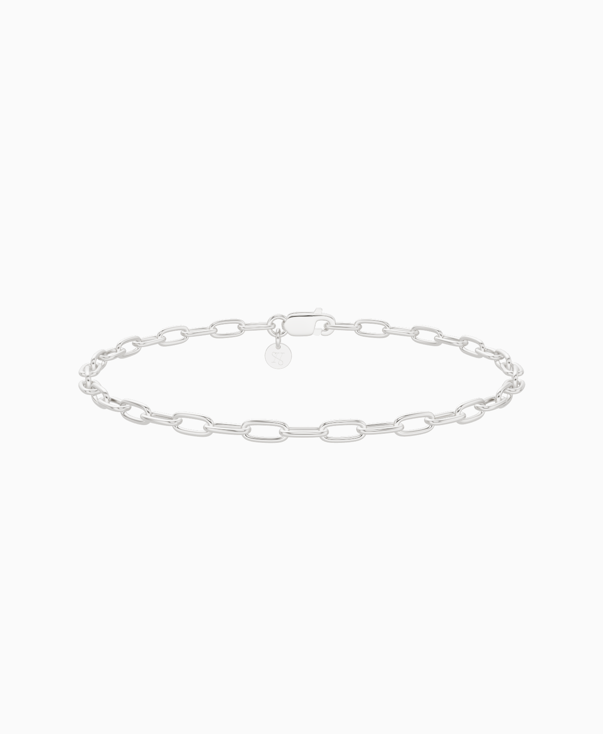 Paperclip Chain Bracelet - 14K White Gold