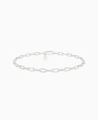 Paperclip Chain Bracelet - 14K White Gold