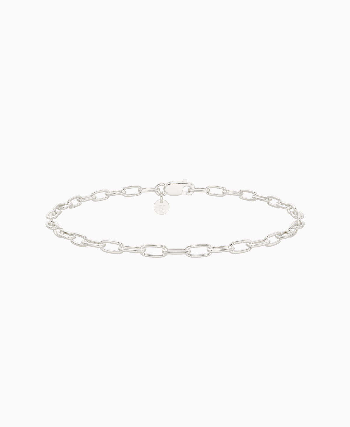 Paperclip Chain Bracelet - 18K White Gold