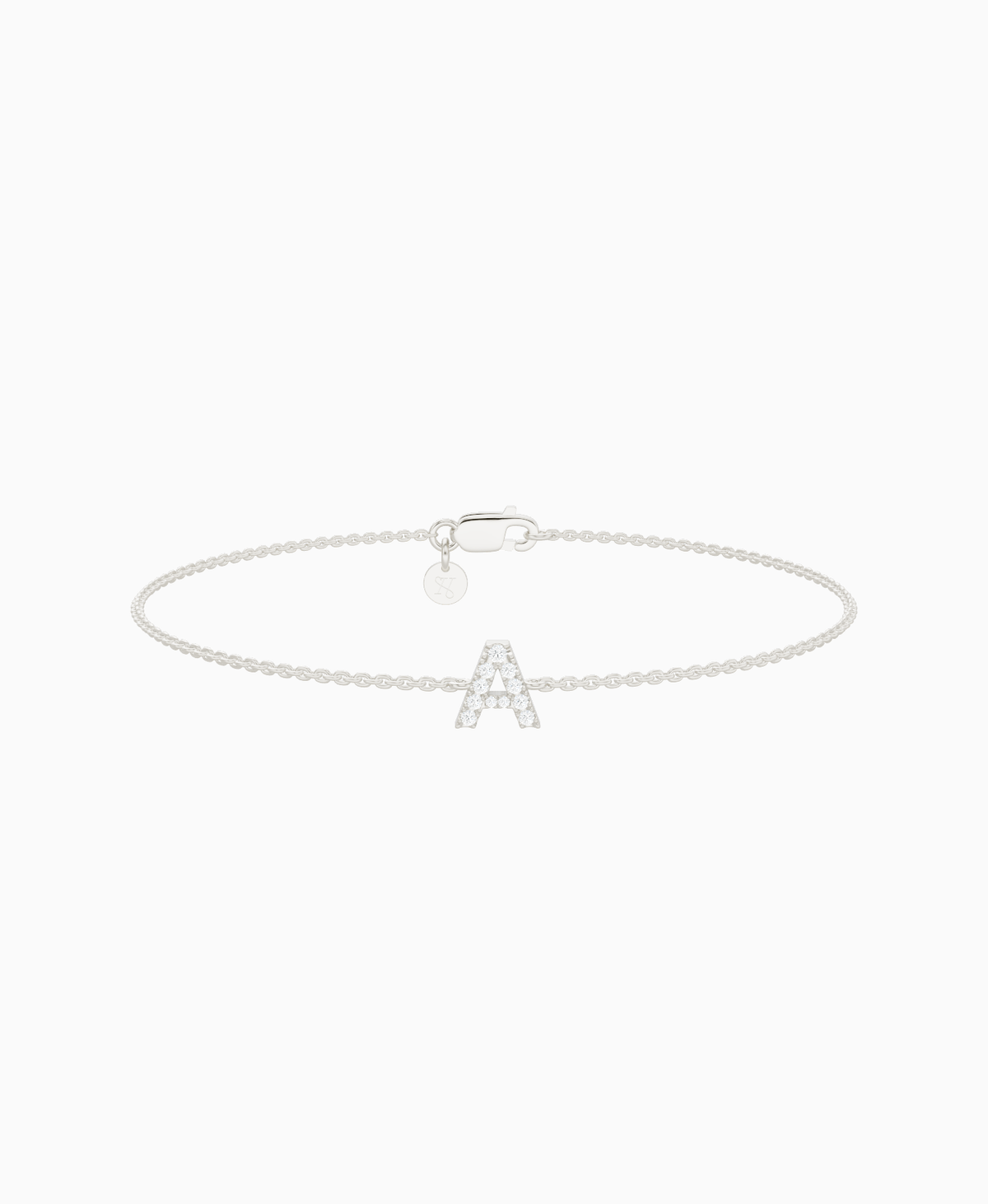 Pave Letter Bracelet - 18K White Gold