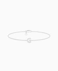 Pave Letter Bracelet - 18K White Gold