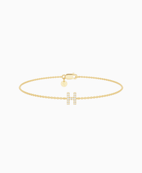 Pave Letter Bracelet - 9K Yellow Gold