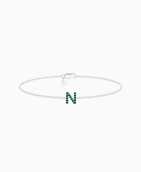 Pave Letter Bracelet - 9K White Gold