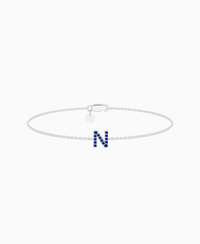 Pave Letter Bracelet - 14K White Gold