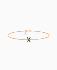 Pave Letter Bracelet - 9K Rose Gold