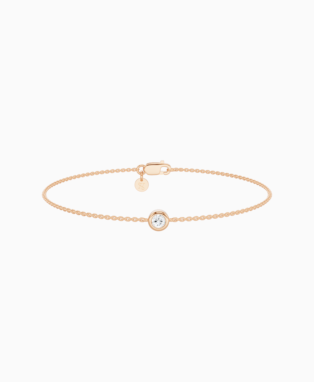 Bezel Solitaire Bracelet - 14K Rose Gold