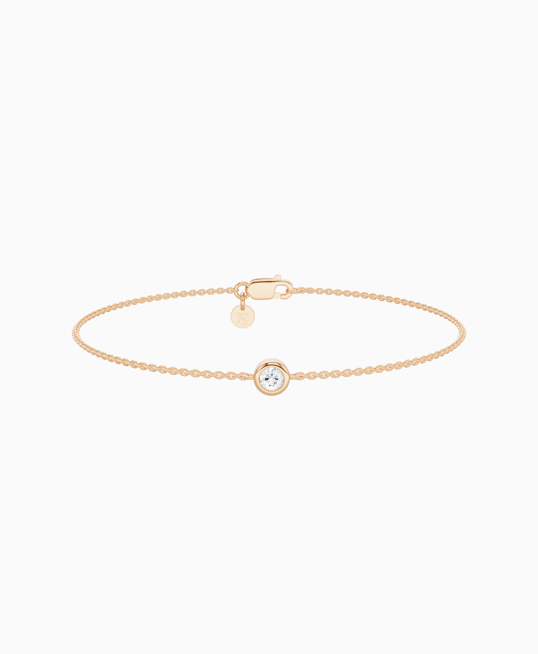Bezel Solitaire Bracelet - 18K Rose Gold