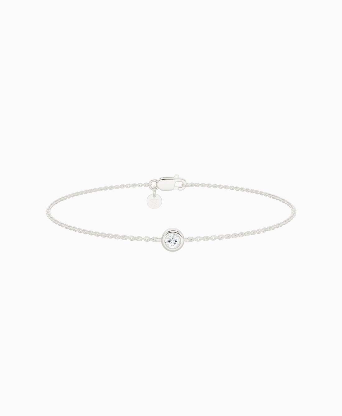 Bezel Solitaire Bracelet - 18K White Gold