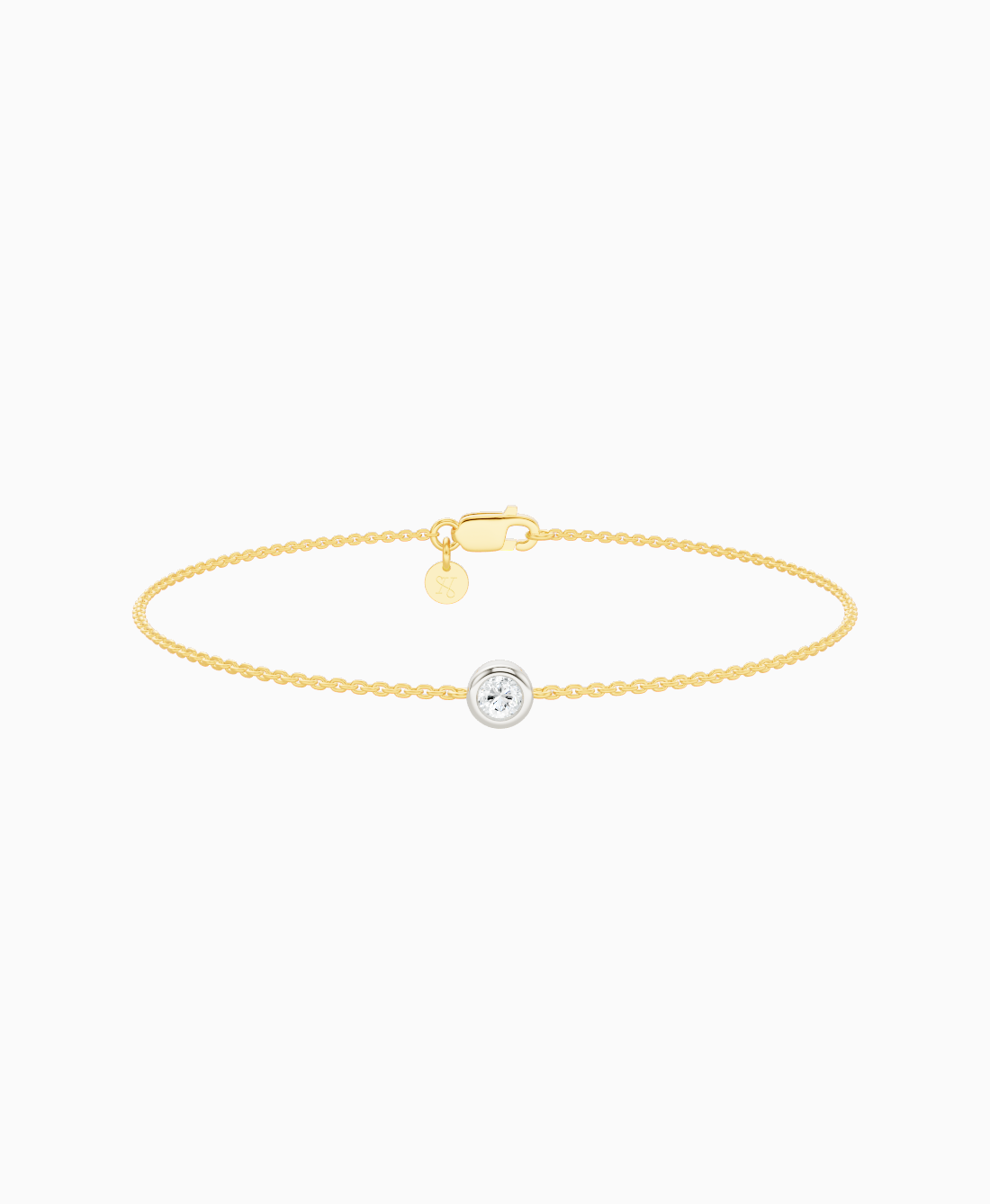 Bezel Solitaire Bracelet - 18K Yellow Gold & 18K White Gold