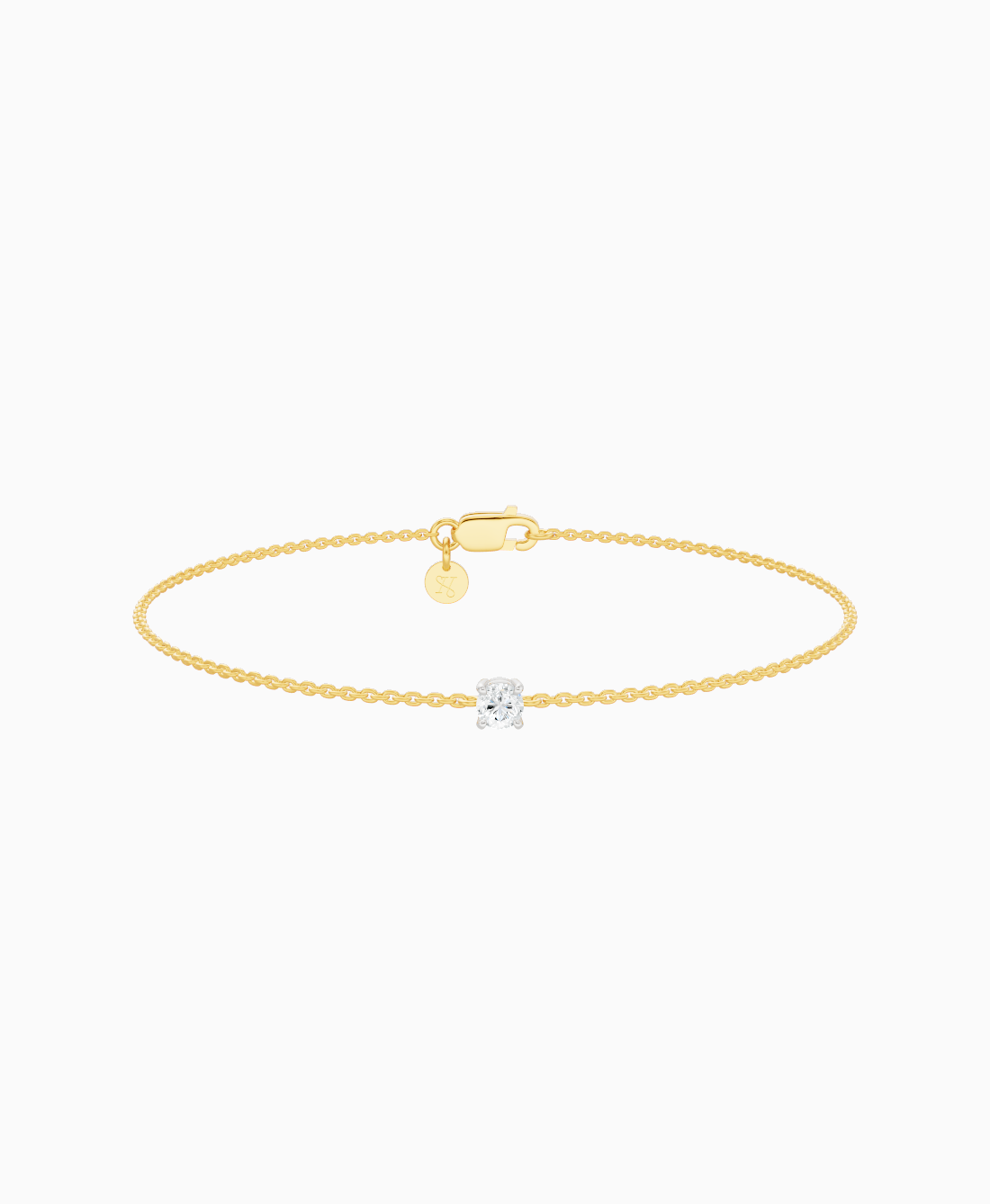Prong Solitaire Bracelet - 14K Yellow Gold & 14K White Gold