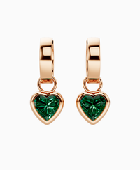 Bezel Drop Huggie Earrings - 14K Rose Gold