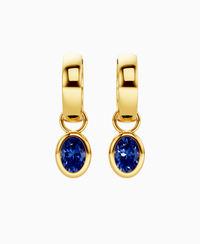 Bezel Drop Huggie Earrings - 14K Yellow Gold