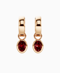 Bezel Drop Huggie Earrings - 18K Rose Gold