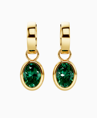 Bezel Drop Huggie Earrings - 9K Yellow Gold