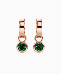 Bezel Drop Huggie Earrings - 9K Rose Gold