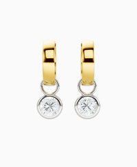 Bezel Drop Huggie Earrings - 14K Yellow Gold & 14K White Gold