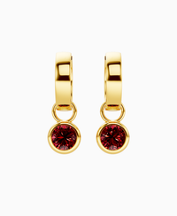 Bezel Drop Huggie Earrings - 18K Yellow Gold
