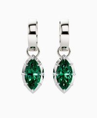 Georgian Drop Huggie Earrings - 18K White Gold