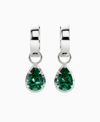 Georgian Drop Huggie Earrings - 14K White Gold