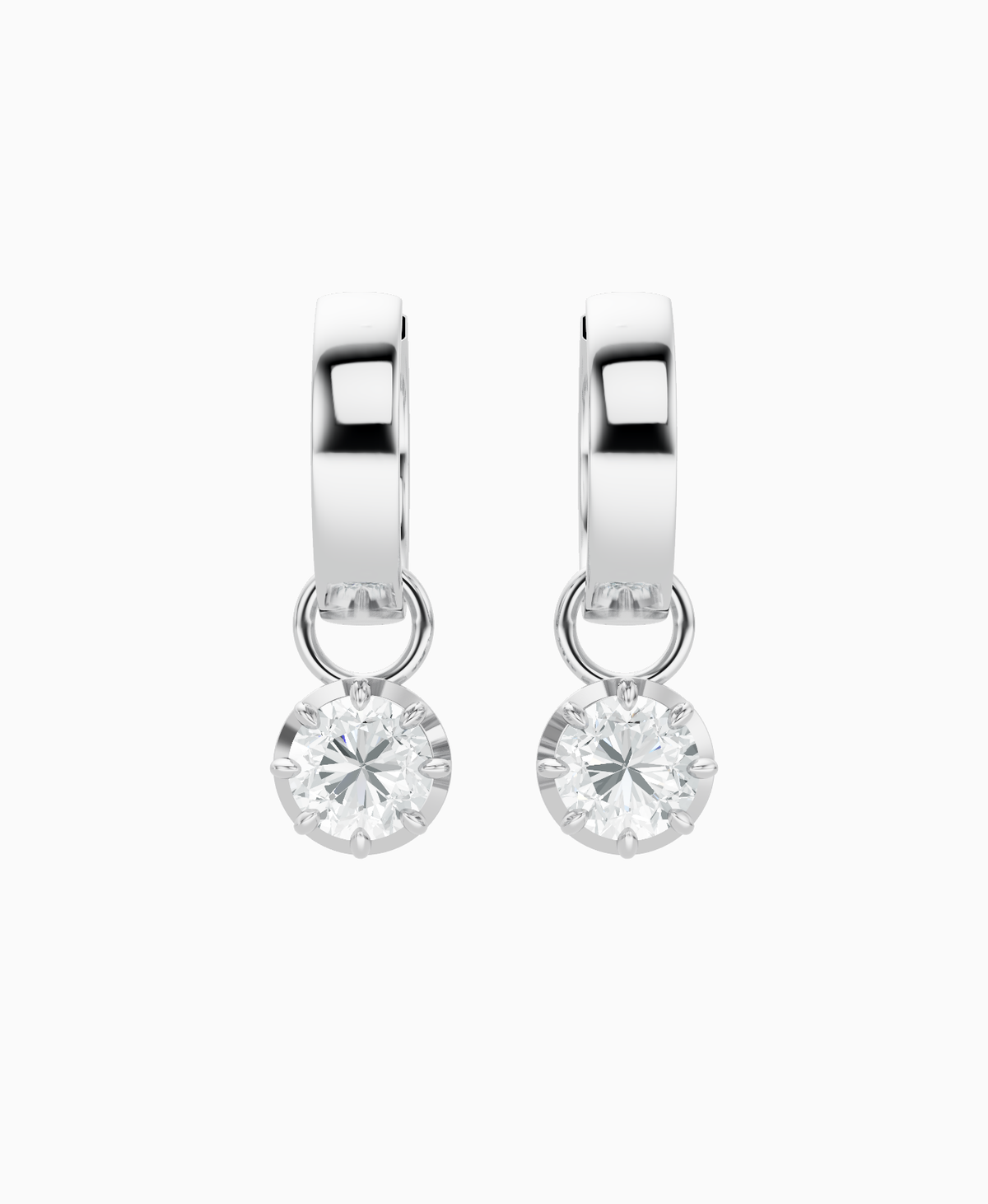 Georgian Drop Huggie Earrings - 9K White Gold
