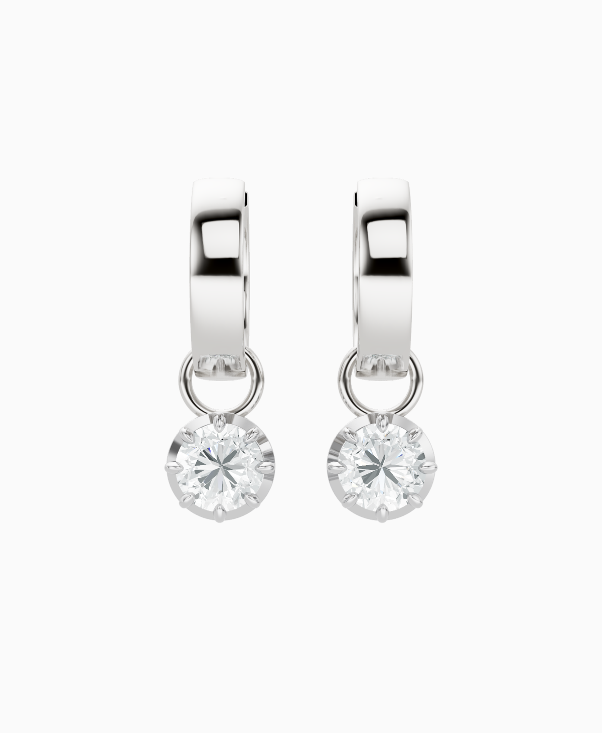 Georgian Drop Huggie Earrings - 14K White Gold