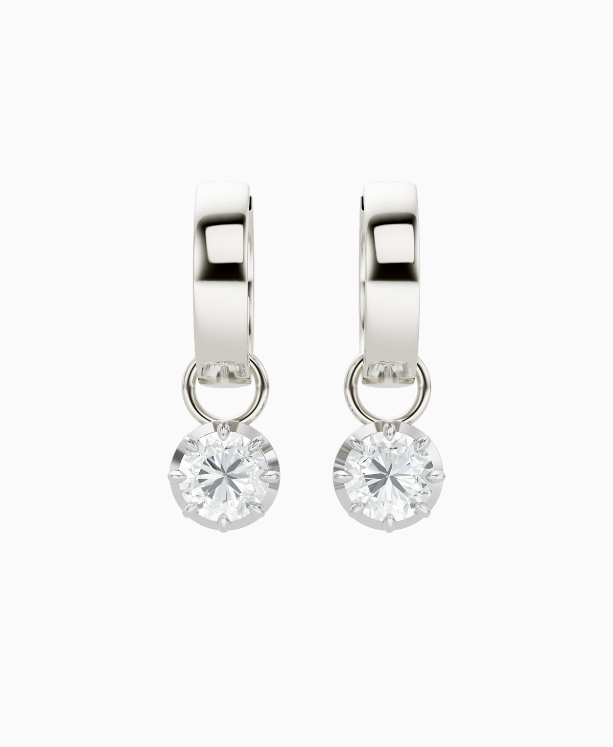 Georgian Drop Huggie Earrings - 18K White Gold