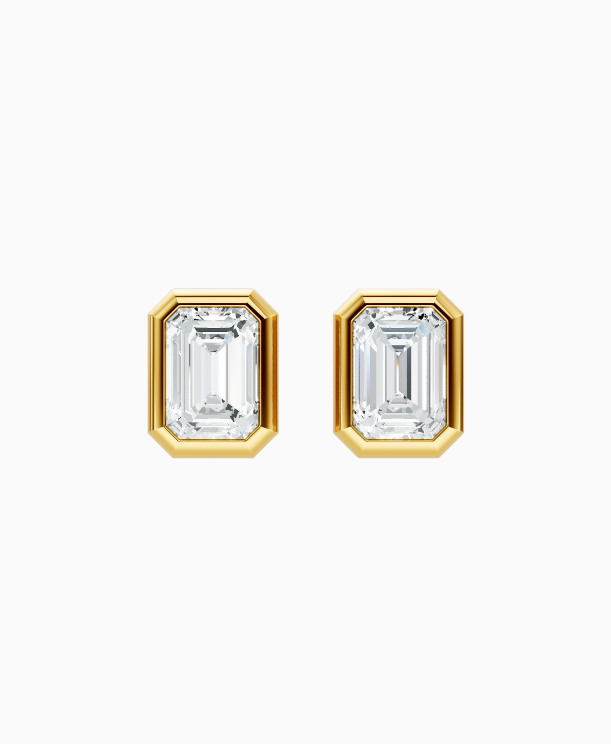 Bezel Stud Earrings - 14K Yellow Gold