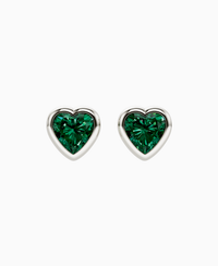 Bezel Stud Earrings - 18K White Gold