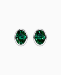Bezel Stud Earrings - 9K White Gold