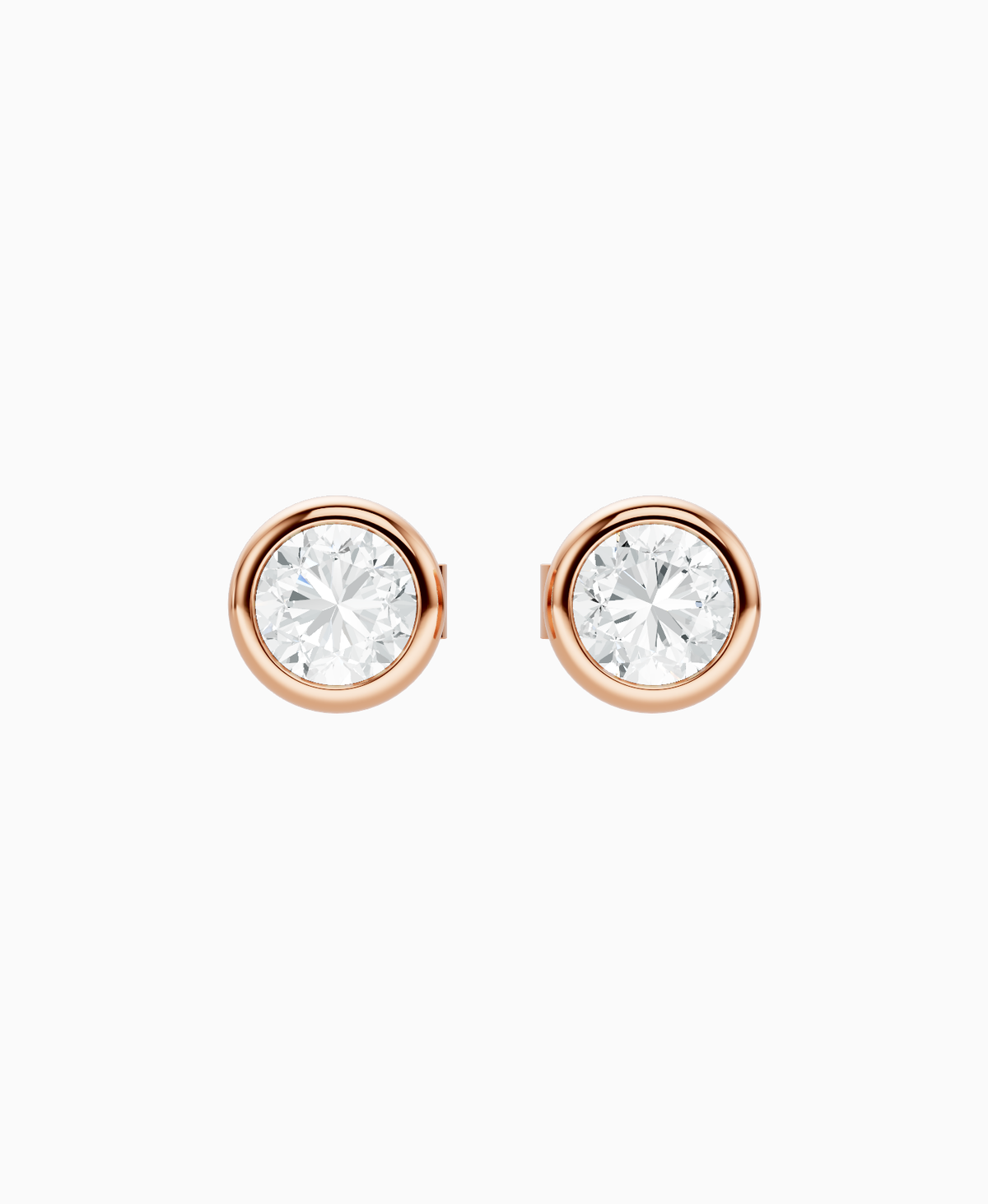 Bezel Stud Earrings - 9K Rose Gold