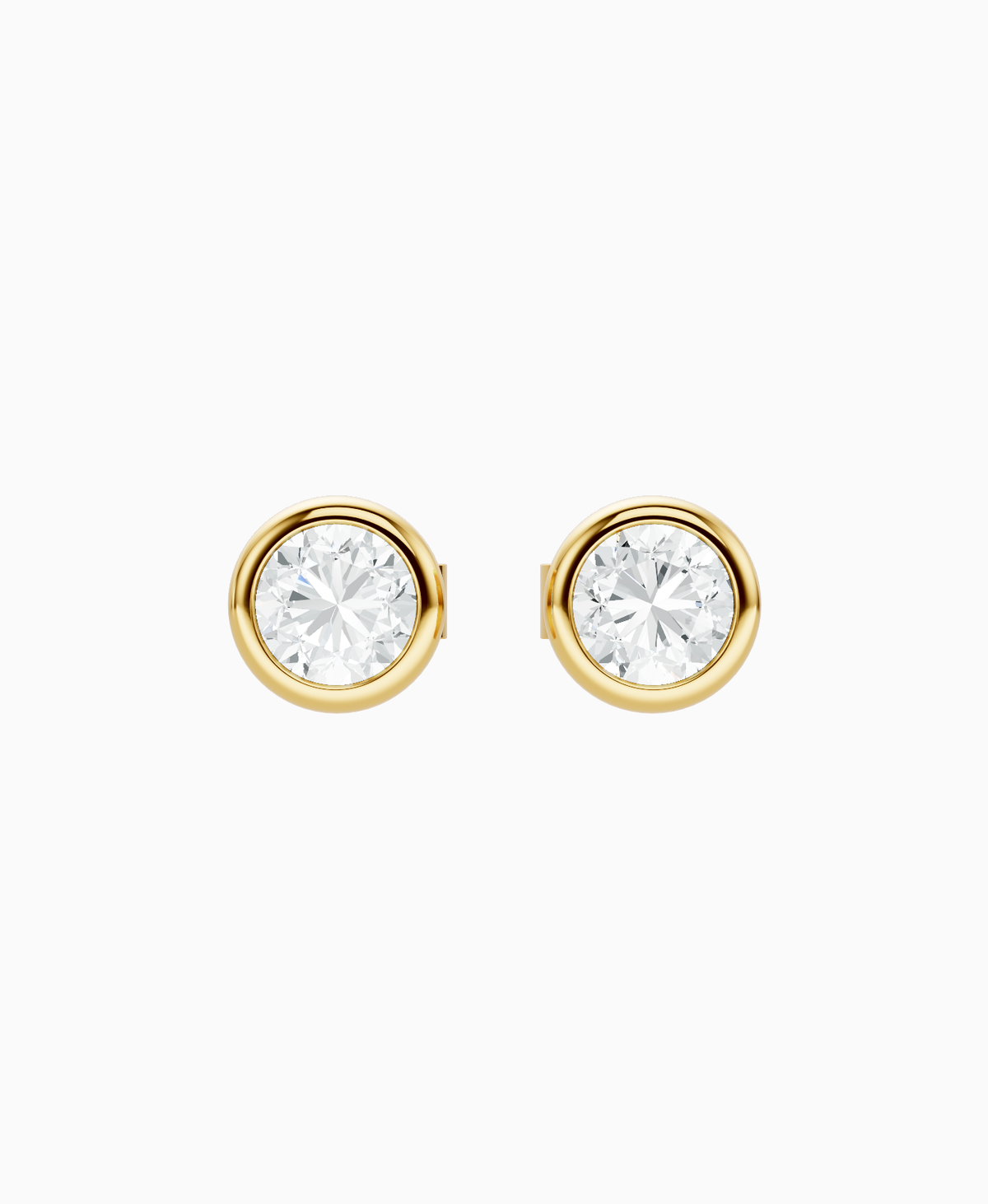 Bezel Stud Earrings - 9K Yellow Gold