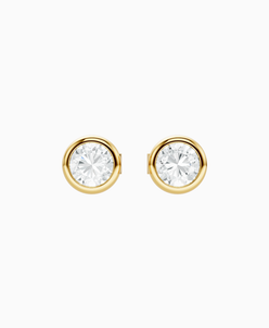 Bezel Stud Earrings - 9K Yellow Gold