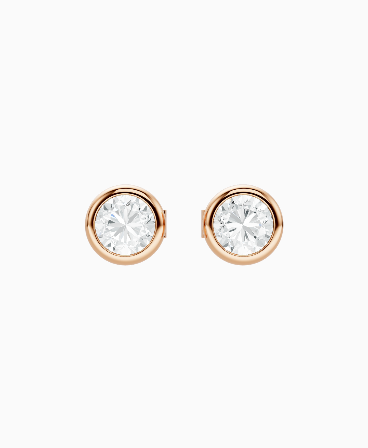 Bezel Stud Earrings - 14K Rose Gold