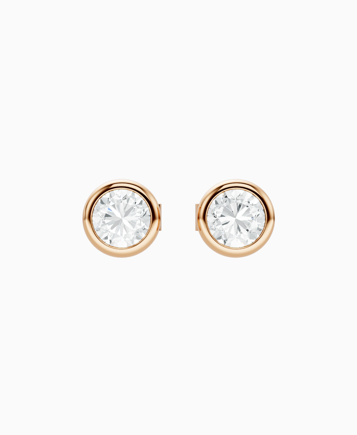 Bezel Stud Earrings - 18K Rose Gold