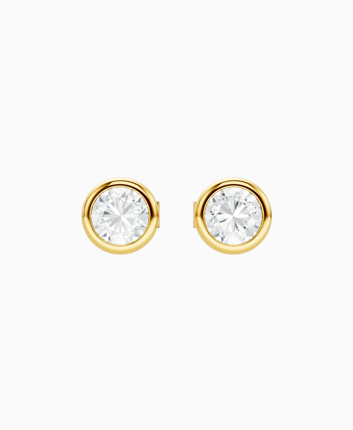 Bezel Stud Earrings - 18K Yellow Gold