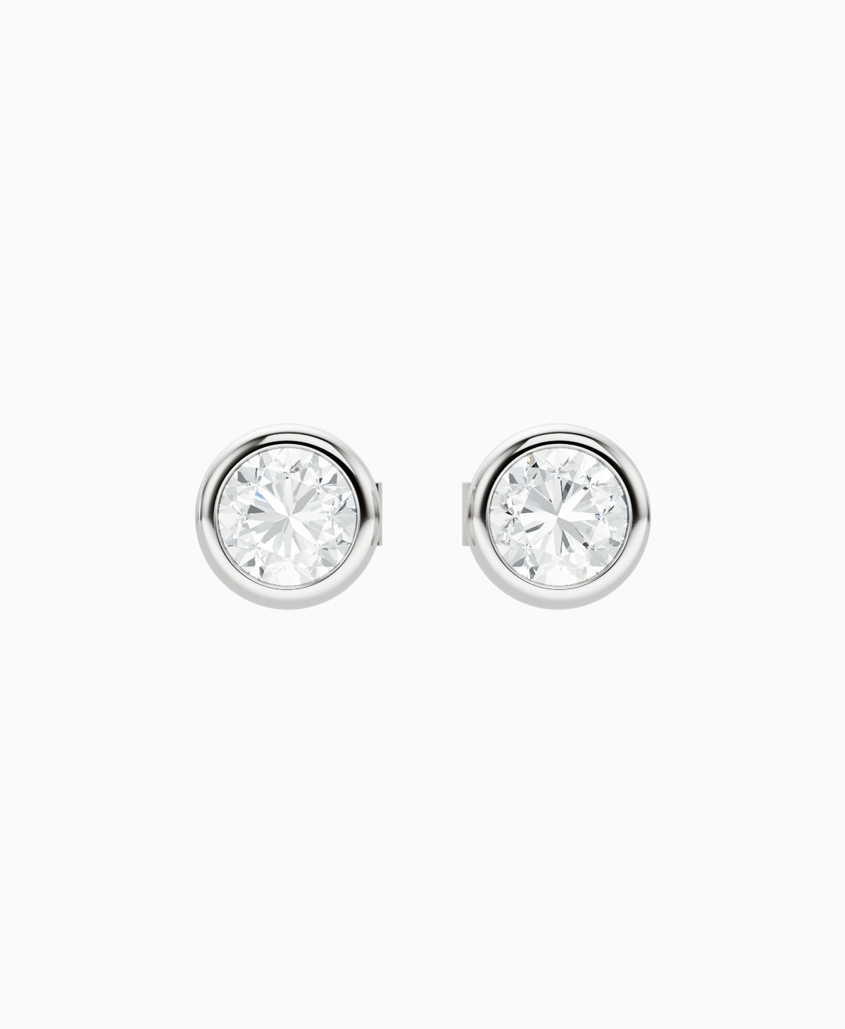Bezel Stud Earrings - Platinum