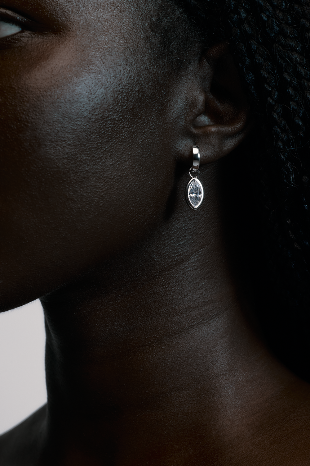Bezel Drop Huggie Earrings - 14K Yellow Gold