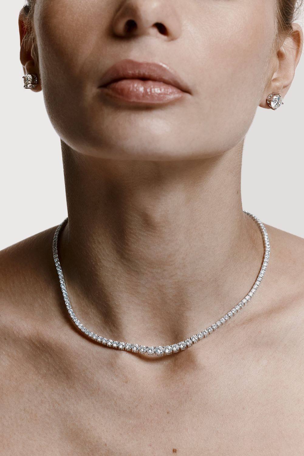 Prong Graduated Tennis Necklace - 14K Yellow Gold