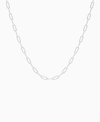 Paperclip Chain Necklace - 9K White Gold