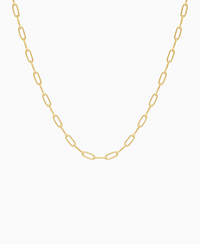Paperclip Chain Necklace - 9K Yellow Gold