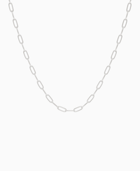 Paperclip Chain Necklace - 14K White Gold