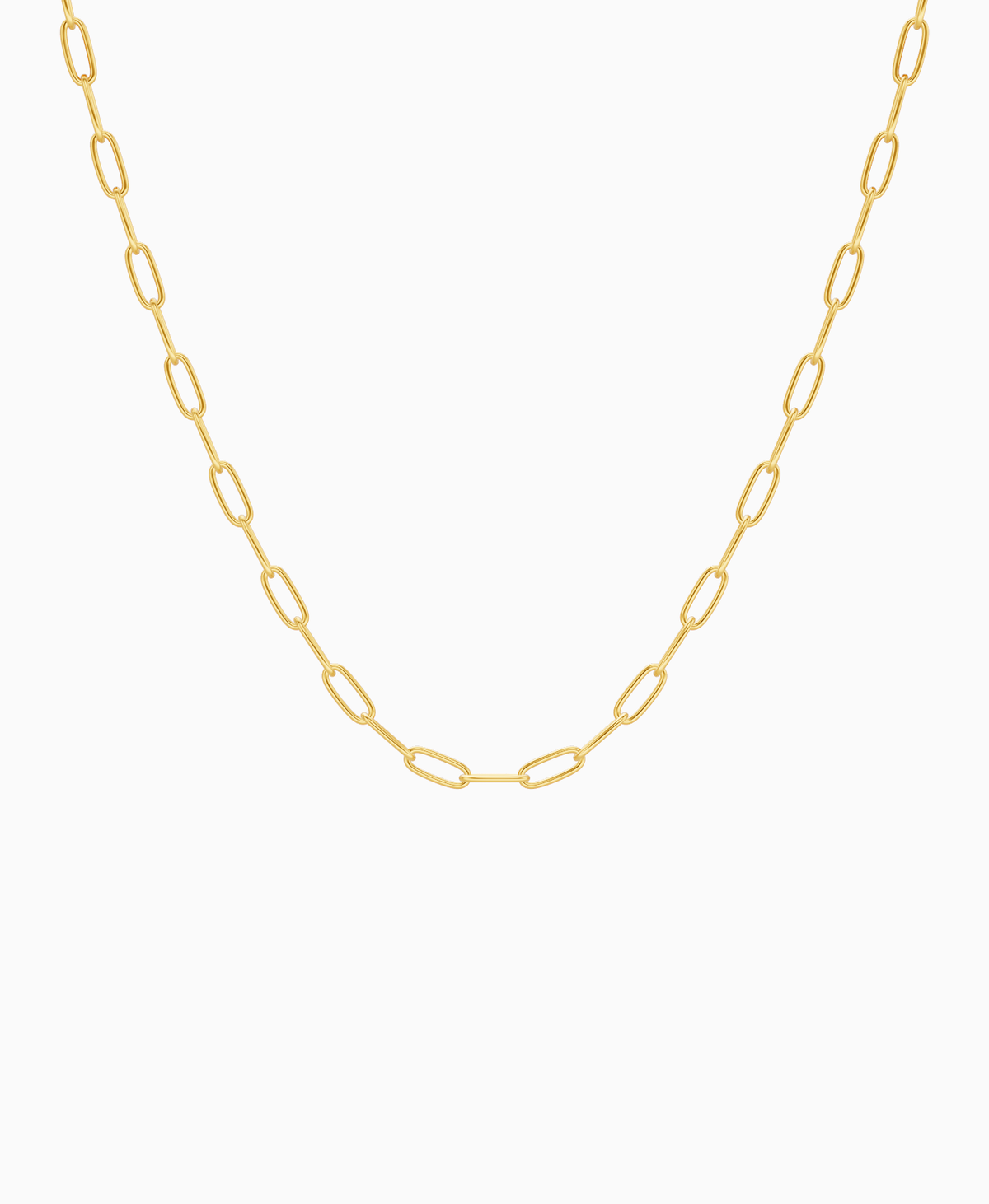 Paperclip Chain Necklace - 14K Yellow Gold