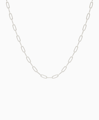 Paperclip Chain Necklace - 18K White Gold