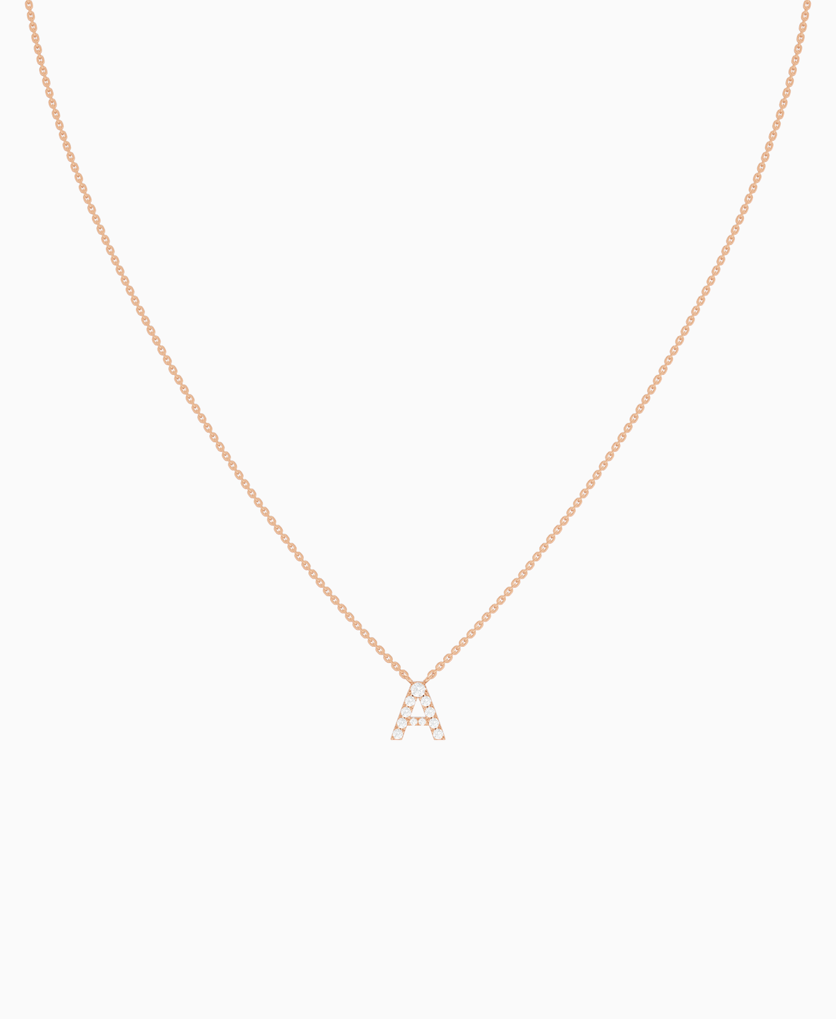 Pave Letter Necklace - 9K Rose Gold