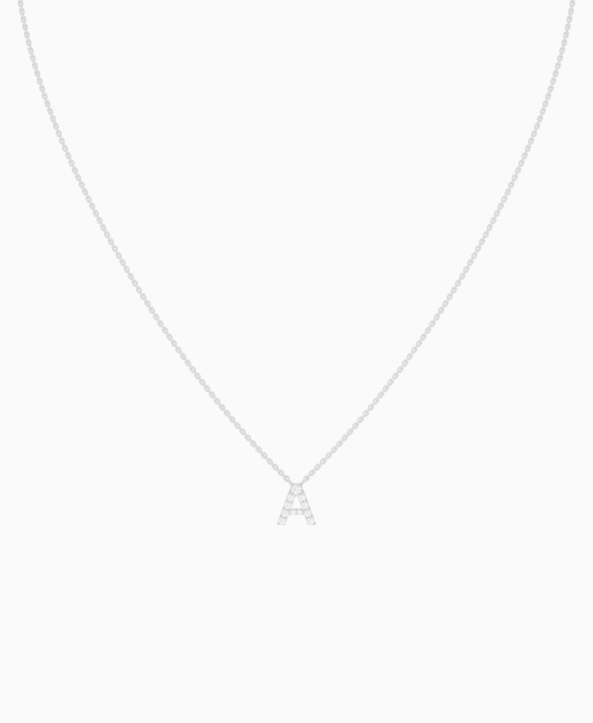 Pave Letter Necklace - 9K White Gold