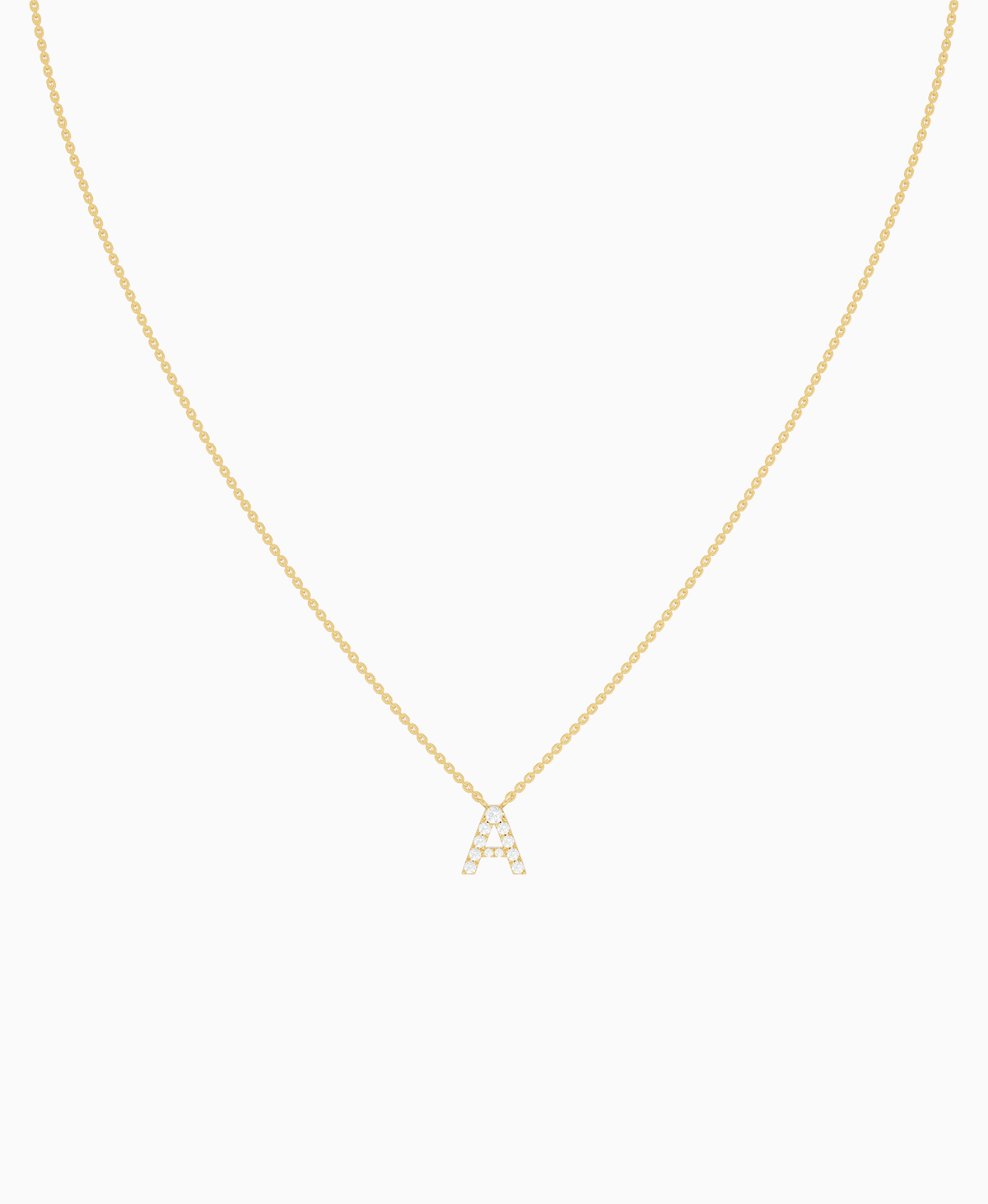 Pave Letter Necklace - 9K Yellow Gold