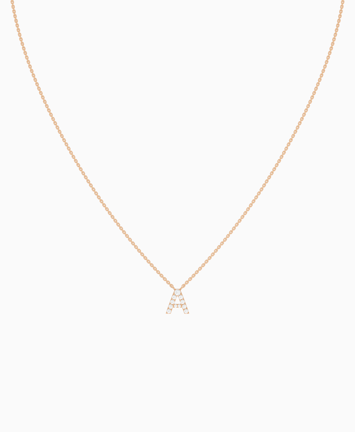 Pave Letter Necklace - 14K Rose Gold